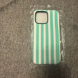 Mint Green and White Striped Phone Case